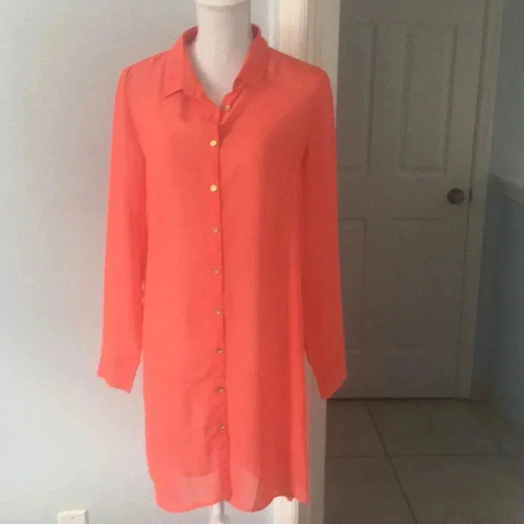 NWOT BCBG Maxzaria Orange Tunic Top Medium - Picture 3 of 11
